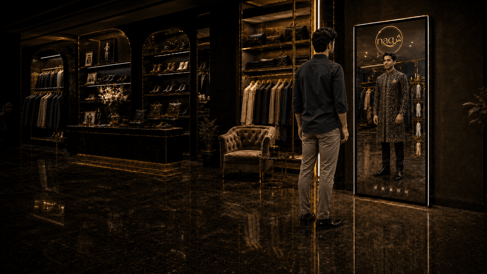 Canvas in a retail fitting area